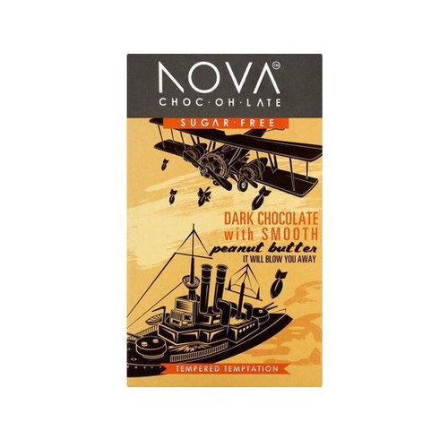 nova chocolate tempered temptation peanut butter sugar free dark chocolate 100g