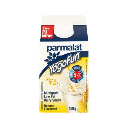 parmalat yogofun banana flavoured multigrain low fat dairy snack 450g