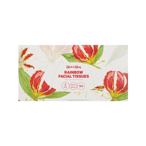 pnp 2 ply rainbow facial tissues 180s