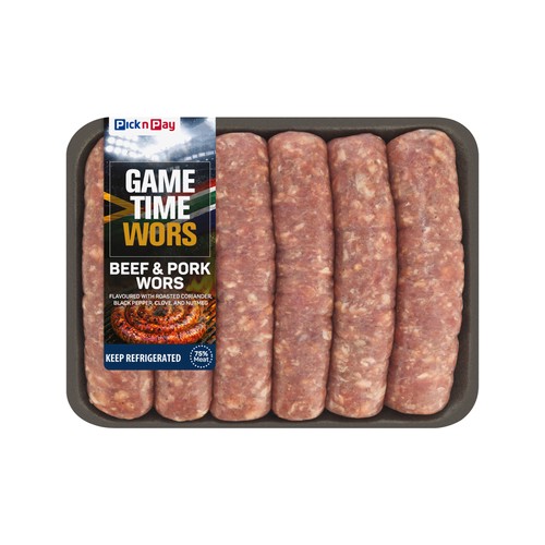 pnp beef & pork gametime wors 720g