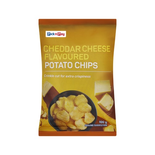 pnp cheddar cheese flavoured potato chips 100g