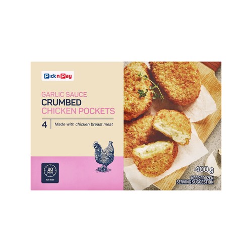 Pnp Crumbed Chicken Garlic Pockets 400g