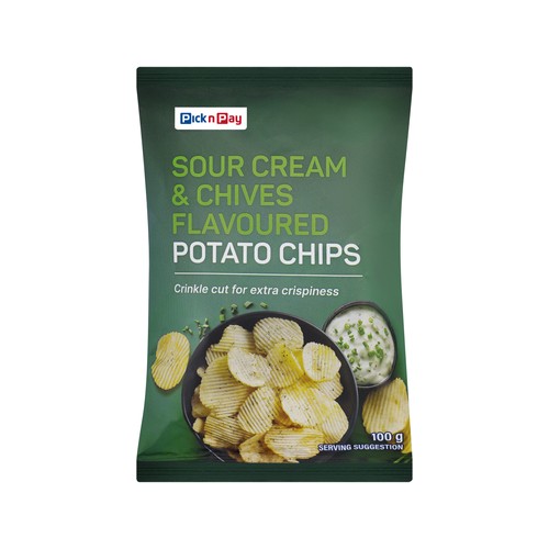 pnp sour cream & chives flavoured potato chips 100g