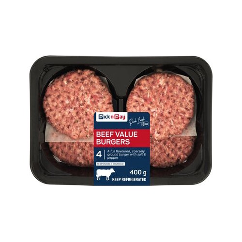 Pnp Value Beef Burger 400g