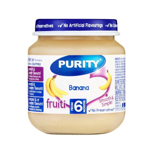 purity jar bananas 125ml from 6 months