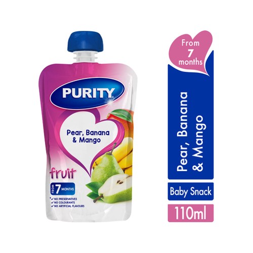 purity pouch pear banana & mango 110ml from 6 months