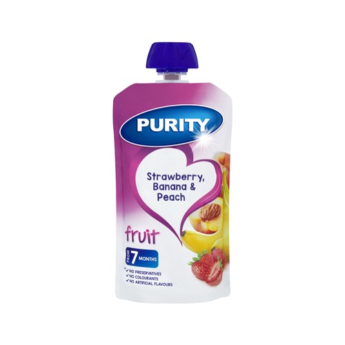 purity pouch strawberry banana & peach 110ml from 6 months