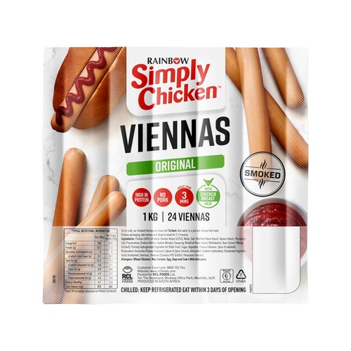 rainbow original chicken viennas 1kg