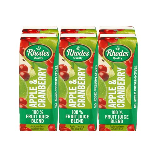 Rhodes 100 Apple & Cranberry Fruit Juice 6 x 200ml