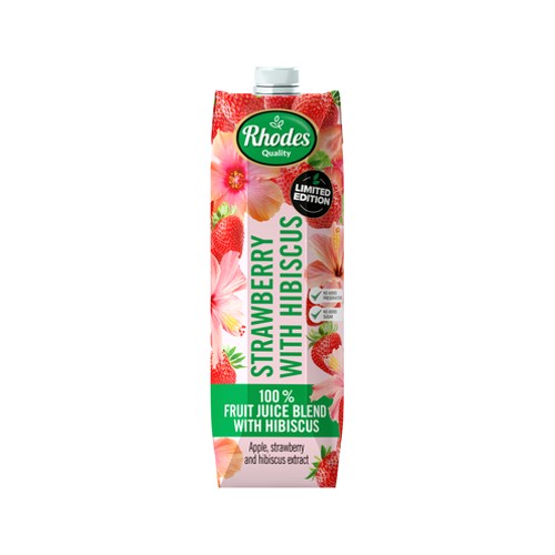 Rhodes Quality Strawberry with Hibiscus 100 Fruit Juice Blend 1l