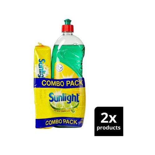 sunlight dishwashing liquid & laundry bar value pack regular 750ml500g
