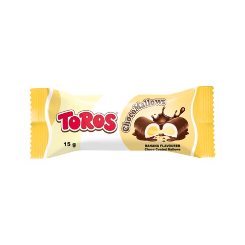 toros banana flavoured choco coated mallows 15g