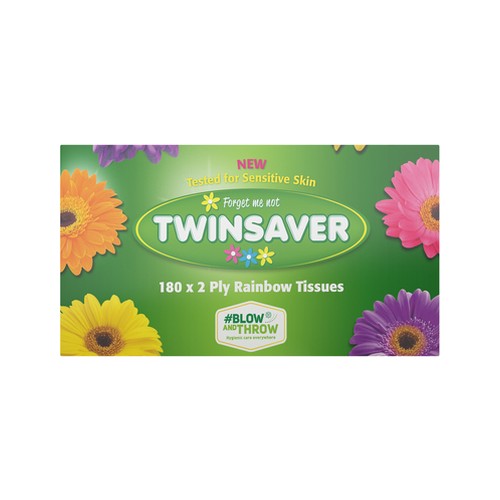 twinsaver 2 ply rainbow tissues 18 pack