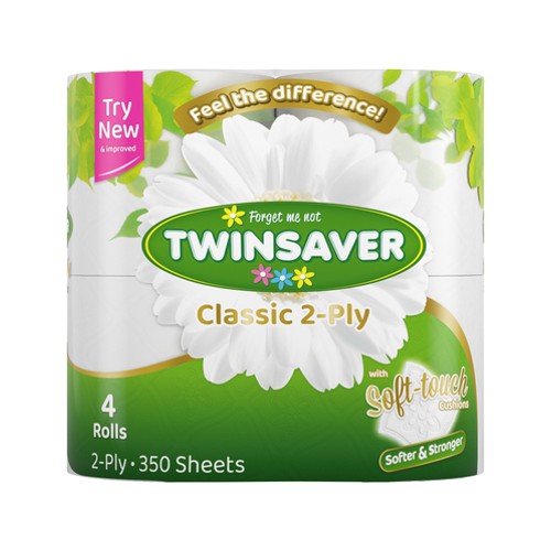 Twinsaver 2 Ply White Luxury Toilet Paper 4ea