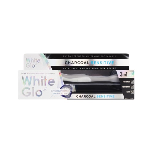 white glo charcoal sensitive whitening toothpaste 100ml