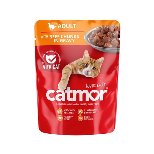 Catmor Cat Food Adult Beef Chunks in Gravy 70g