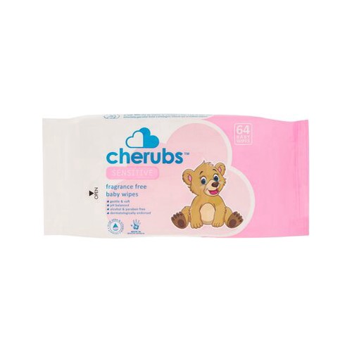 Cherubs Sensitive Fragrance Free Baby Wipes 64 Pack