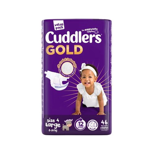 Cuddlers Gold Size 4 Large Value Pack Disposable Nappies 46 Pack