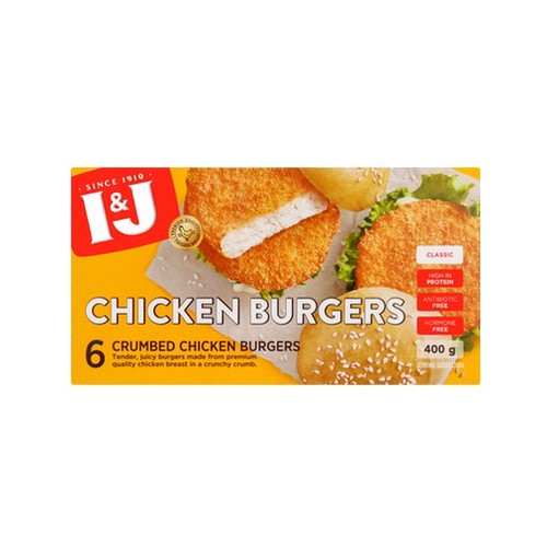 I&J Frozen Chicken Burgers 400g