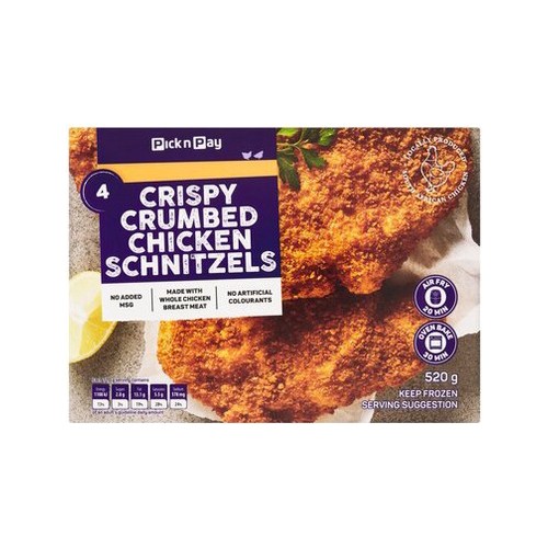 PnP Frozen Crispy Crumbed Chicken Schnitzels 520g