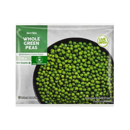 PnP Live Well Frozen Green Peas 750g