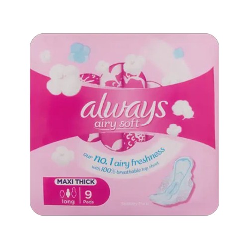always airy soft long maxi thick sanitary pads 9 pack