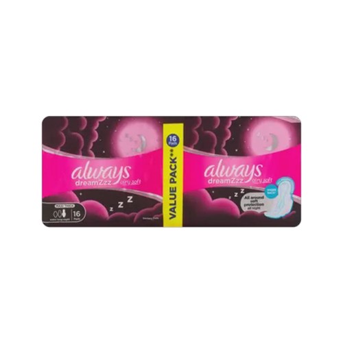 always dreamzzz extra long night maxi thick sanitary pads 16 pack