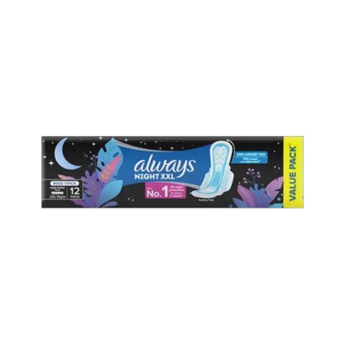 always super heavy flow night xxl maxi thick sanitary pads 12 pack