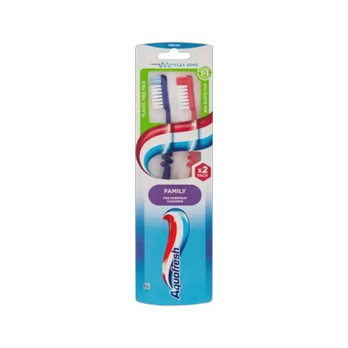 aquafresh flex zone blue & red medium toothbrush 2 pack