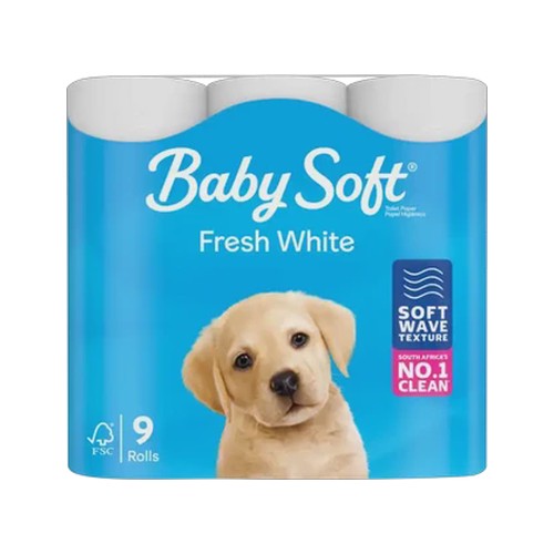 baby soft fresh white 2 ply toilet tissue roll 9 pack