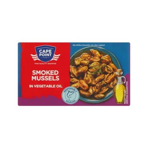 cape point smoked mussels in vegetable oil 85g