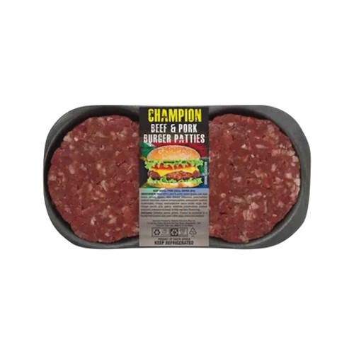 championship beef & pork burger patties 4 patties 300g - 500g