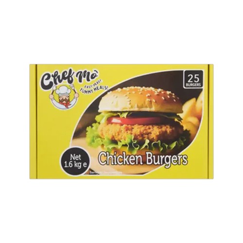 Chef Mo Frozen Chicken Burgers 25 pack