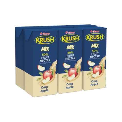 clover krush crisp apple mix 50 fruit nectar 6 x 200ml