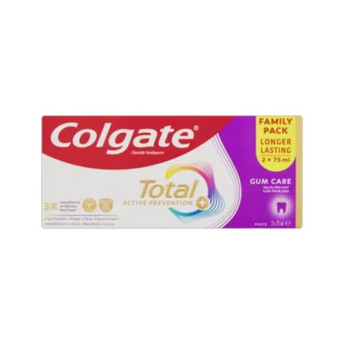 colgate total active prevention gum care fluoride toothpaste 2 x 75ml
