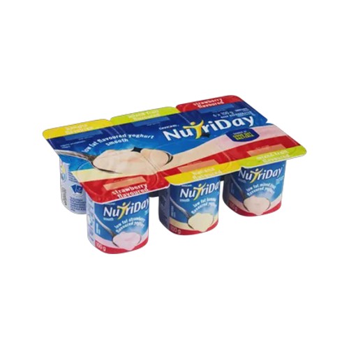 danone nutriday banana mixed fruit & strawberry flavoured low fat smooth yoghurt 6 x 100g