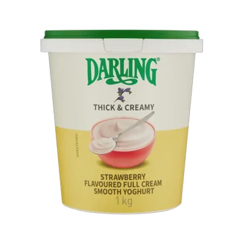 Darling Thick & Creamy Strawberry Flavoured Full Cream Smooth Yoghurt 1kg
