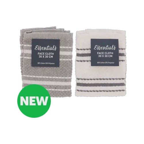 essentials terry stitch face cloth 30 x 30cm design may vary