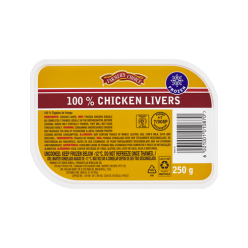 Farmer's Choice Frozen Chicken Livers 250g