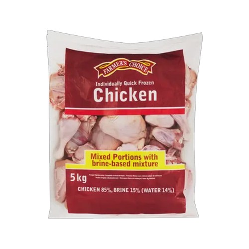farmers choice frozen chicken mixed portions with brine based mixture 5kg