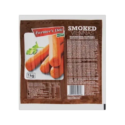 farmers deli smoked viennas 1kg