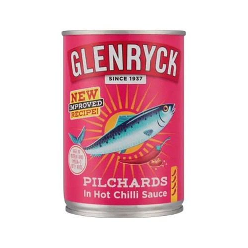 glenryck pilchards in hot chilli sauce 400g