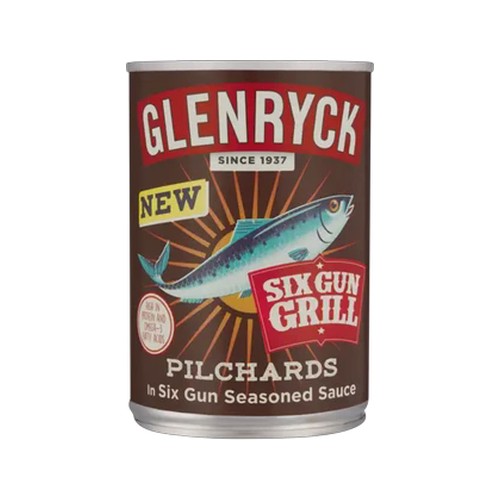 glenryck pilchards in six gun seasoned sauce 400g