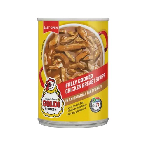 goldi chicken chicken breast strips in gravy 400g