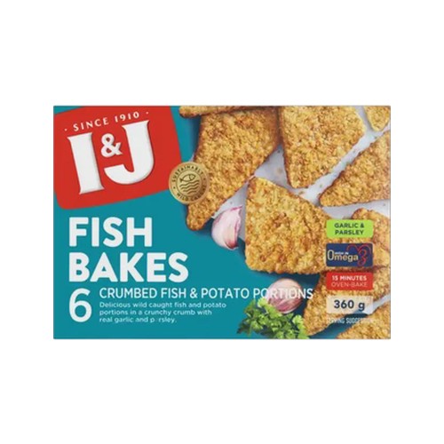 i&j frozen garlic & parsely flavoured fish bakes 360g