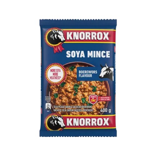knorrox boerewors flavoured soya mince 400g