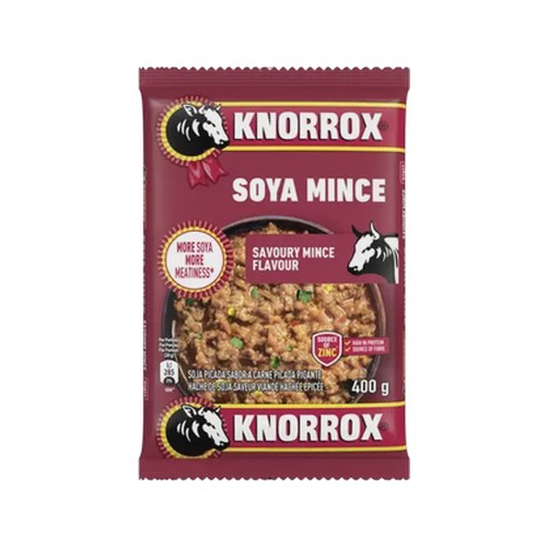 knorrox savoury mince flavoured soya mince 400g