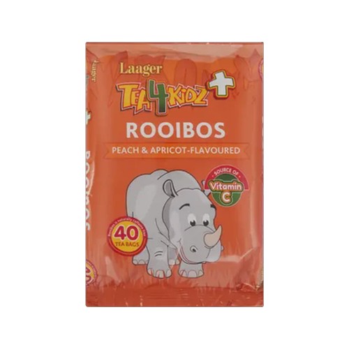 laager tea4kids peach & apricot flavoured rooibos tea bags 40 pack