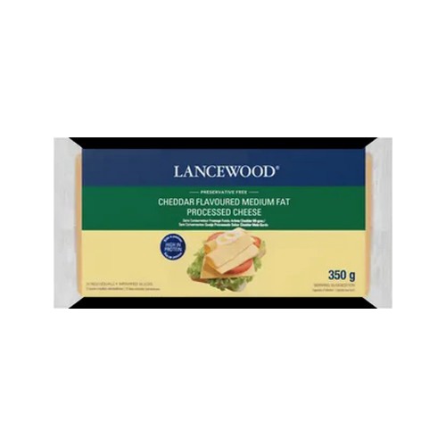 lancewood cheddar flavoured medium fat processed cheese slices 20 pack