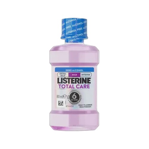 listerine total care mild zero alcohol daily fluoride mouthwash 80ml